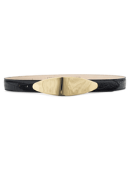 L'AGENCE Maroux Leather Belt in Black Croc Embossed