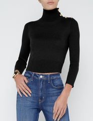 L'Agence Kamdyn Snap Button Mock Neck Sweater