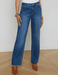 L'Agence Tiana Raw Hem Wide Leg Jean