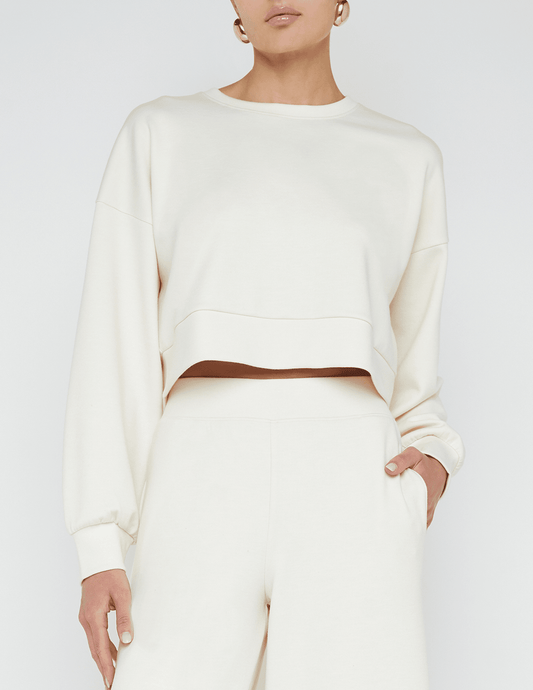 L'Agence Luvia Cropped Crew Neck Sweatshirt