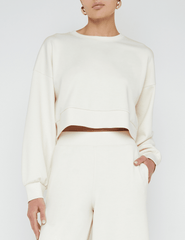 L'Agence Luvia Cropped Crew Neck Sweatshirt