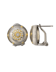 PRE-ORDER-Fleur de Camélia Renata Two-tone Stud Earrings in Silver
