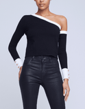 L'Agence Maeva One Shoulder Color-block Pullover Sweater