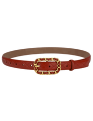 Fleur de Camélia Quilted Leather Chain Buckle Belt