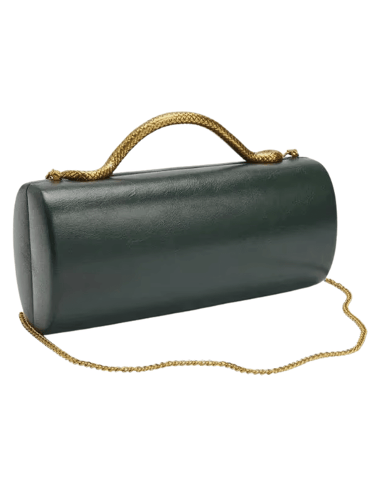 Austin Blaze Irisa Serpent Leather Clutch in Forest