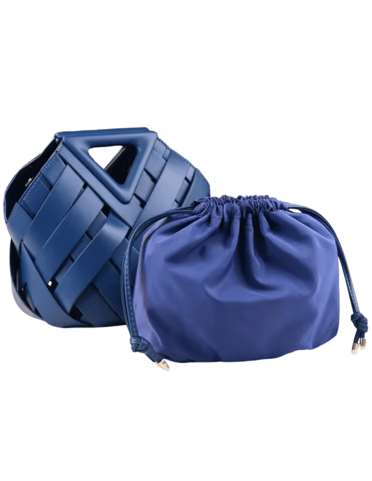 Austin Blaze - PRE-ORDER-Austin Blaze Daphne Woven Top Handle Bag in Navy - Buy Online