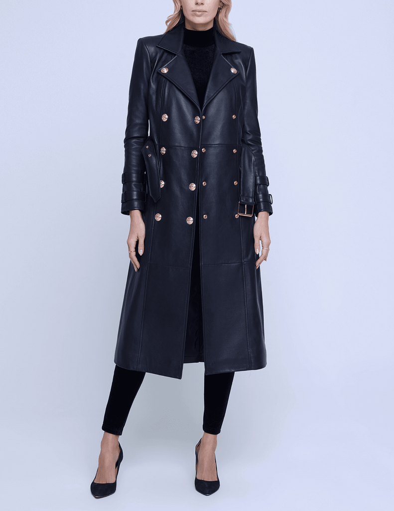 L'Agence Celina Leather Trench Coat