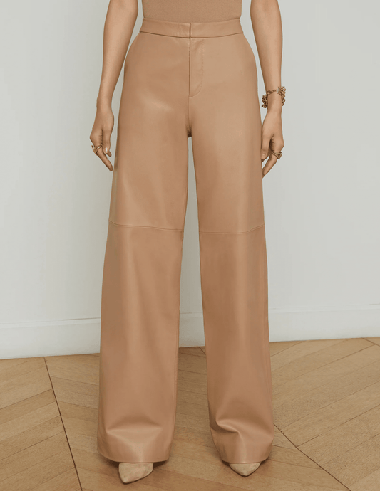 PRE-ORDER-L'Agence Livvy Straight Leg Leather Trouser