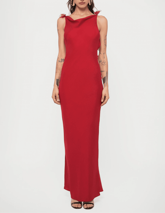 PRE-ORDER-Cult Gaia Nymeria Cowl Satin Gown in Merlot