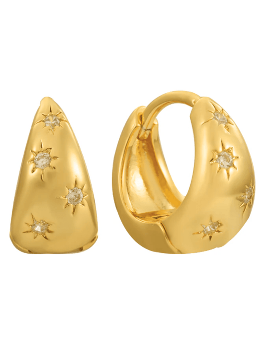 Fleur de Camélia Star Embellished Hoop Earrings