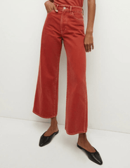 Veronica Beard Taylor Cropped High Rise Wide Leg Jeans