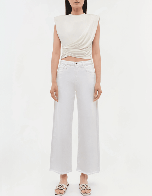 Simkhai Estelle Stretch Jersey Crop Top in White