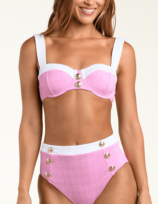PRE-ORDER-L'AGENCE Alexandria Color-Block Balconette Bikini Top in Blush