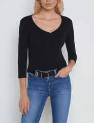 L'Agence Rowena Three Quarter Sleeve Henley Top