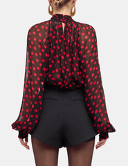 Ronny Kobo Zania Neck Tie Top in Black and Red