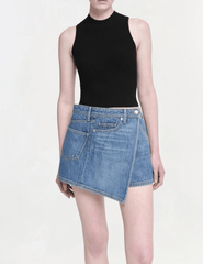 Simkhai Molly Asymmetrical Denim Skort