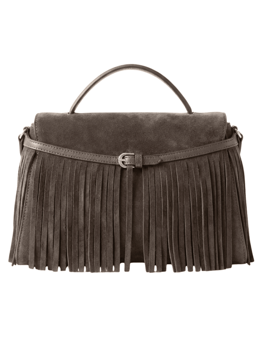 Austin Blaze - PRE-ORDER- Austin Blaze Shirley Suede Fringe Top Handle Bag in Grey - Buy Online