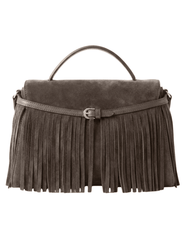 Austin Blaze - PRE-ORDER- Austin Blaze Shirley Suede Fringe Top Handle Bag in Grey - Buy Online