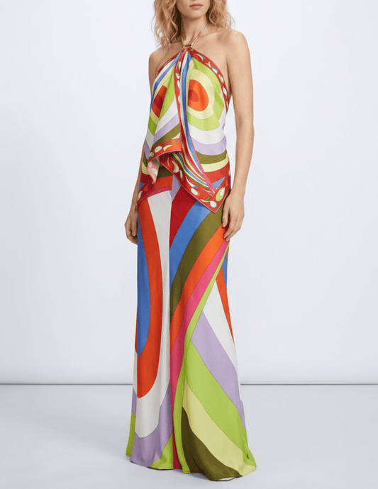 St. Barths La Robe - St. Barths La Robe Macy Maxi Skirt in Rainbow Kaleidoscope - Buy Online