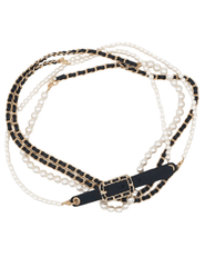 Fleur de Camélia Caity Pearl Chain Wrap Belt in Black