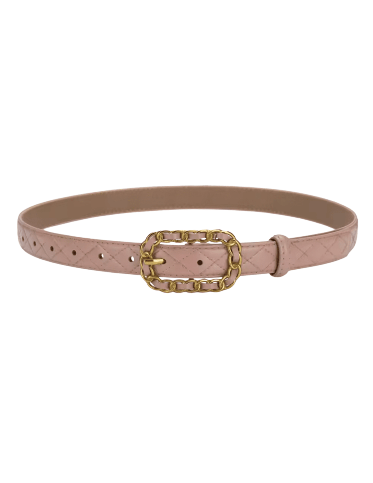 Fleur de Camélia Quilted Leather Chain Buckle Belt