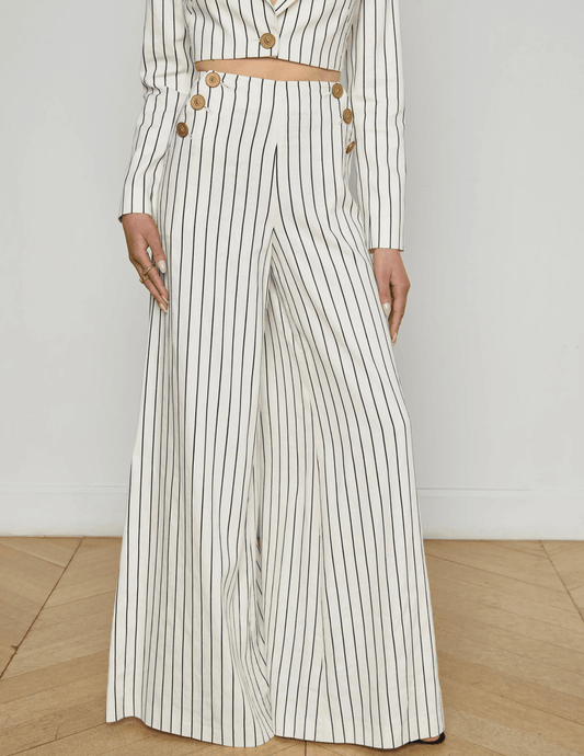 L'Agence Kingston Pinstripe Wide Leg Pant