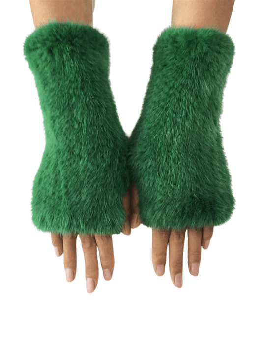 Fleur de Camélia Mink Knit Fingerless Gloves