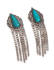 Austin Blaze Lotus Turquoise Chain Tassel Earring