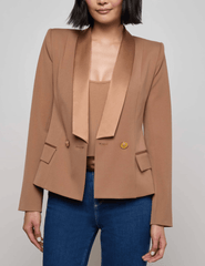 L'AGENCE Imogen Satin Lapel Blazer in Cinnamon Swirl-SALE