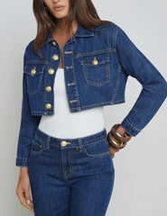 L'Agence Genevie Cropped Denim Jacket