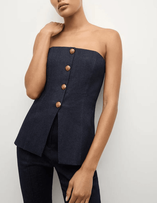 Veronica Beard Forman Strapless Denim Top