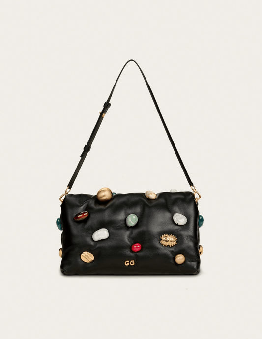 Cult Gaia Amalia Leather Embellished Clutch