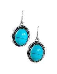 Austin Blaze Turquoise Spiral Border Oval Dangle Earring