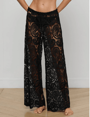 L'Agence Geraldine Crochet Cover-Up Pant in Black