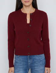 PRE-ORDER-L'AGENCE Malone Cashmere Cardigan in Cherry