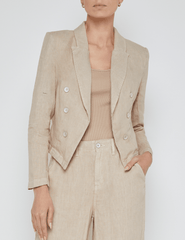 L'Agence Wayne Cropped Linen Blazer