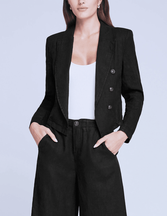 CORE-L'Agence Wayne Cropped Linen Blazer