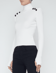 L'Agence Reeves Shoulder Pad Button Detail Turtleneck