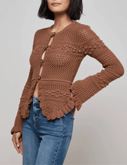 L'Agence - PRE-ORDER-L'AGENCE Kiva Open Stitch Ruffle Cardigan - Buy Online