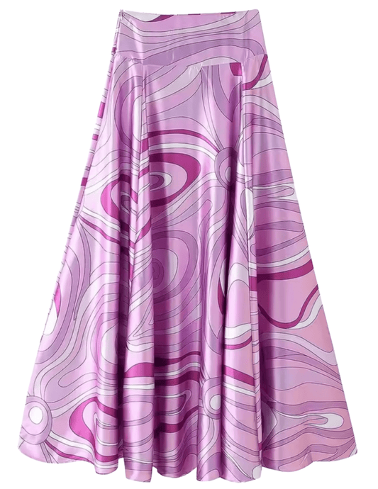 St. Barths La Robe - St. Barths La Robe Lilou Maxi Skirt in Purple Retro Swirl - Buy Online
