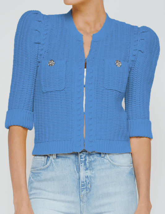 L'Agence Delilah Cropped Textured Cardigan