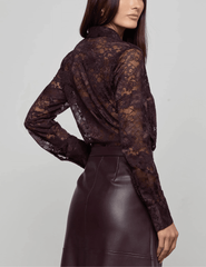L'Agence - L'AGENCE Maia Lace Blouse in Dark Malbec - Buy Online