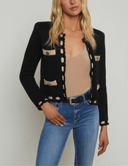 L'Agence Astor Contrast Trim Cardigan