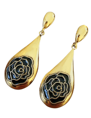 Fleur de Camélia Rosalind Dangle Earrings in Gold and Black