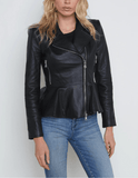 L'Agence Lyric Leather Peplum Jacket