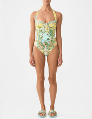 Camilla - PRE-ORDER-Camilla Tie Front Halter One Piece With Gathered Sides - Buy Online