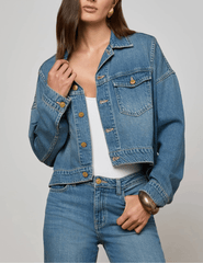 L'AGENCE Vianney Hi-Lo Denim Jacket in Fargo