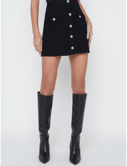 L'Agence Kris Button Front Denim Mini Skirt