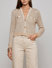 L'AGENCE Blanca Sequin Cropped Sequin Cardigan