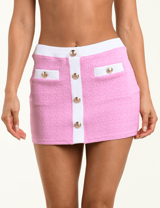 PRE-ORDER-L'AGENCE Coco Swim Mini Skirt in Blush